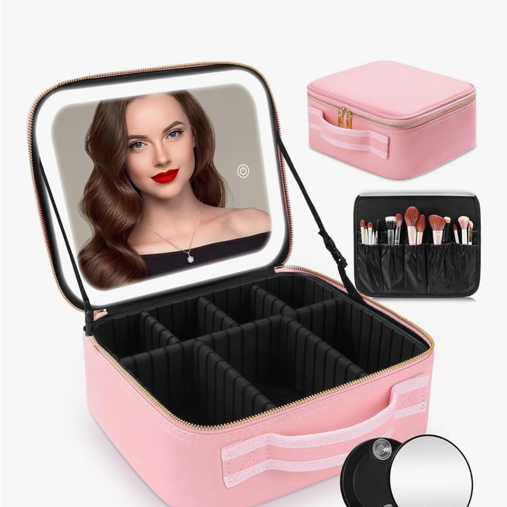 LED vanity mirror cosmetic case - black NEW - Picture 4 of 14